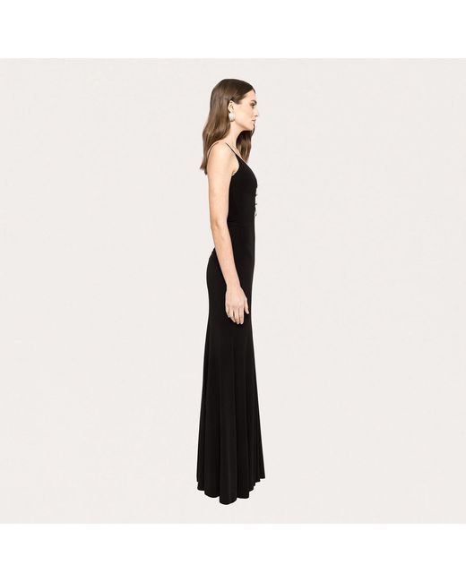 Nissa Black Bow-Detail Jersey Maxi Dress