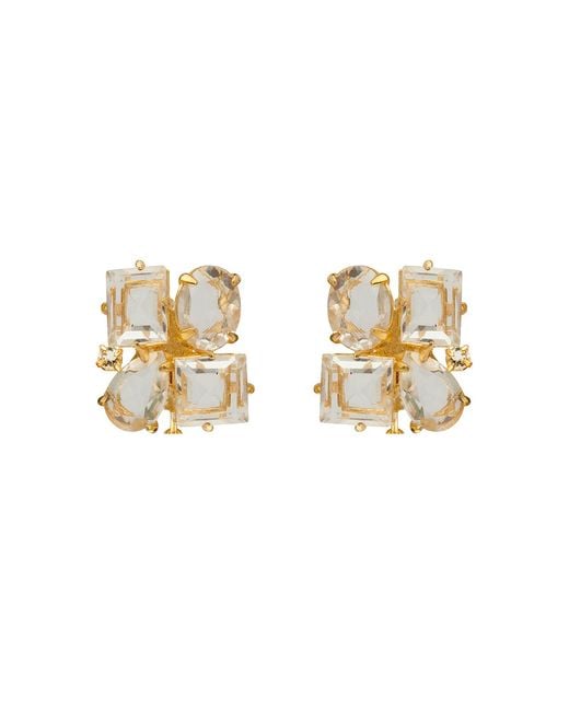 Bounkit Metallic Cora Studs Clear Quartz Pierced