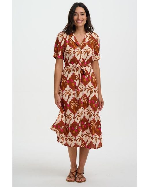 Sugarhill Red Penelope Midi Shirt Dress Browns, Palm Waves Tile