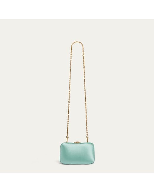 Lulu Guinness Green Sea Foam Satin Hayworth Clutch Bag