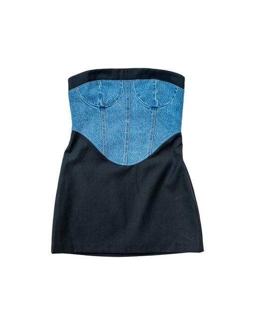 Circular Path Blue Donna Strapless Dress