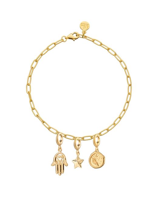 Lily Charmed Metallic Plated Luck & Magic Oval Link Charm Bracelet