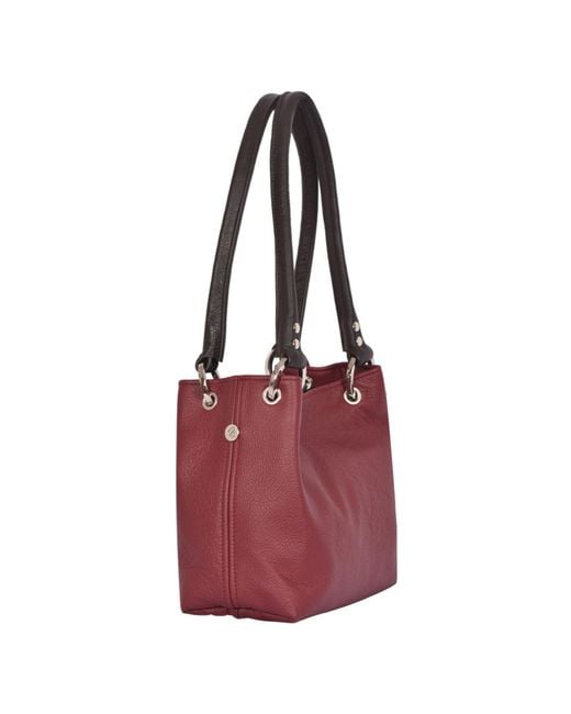 Owen Barry Red Shoulder Bag Malbec Pepsi Leather