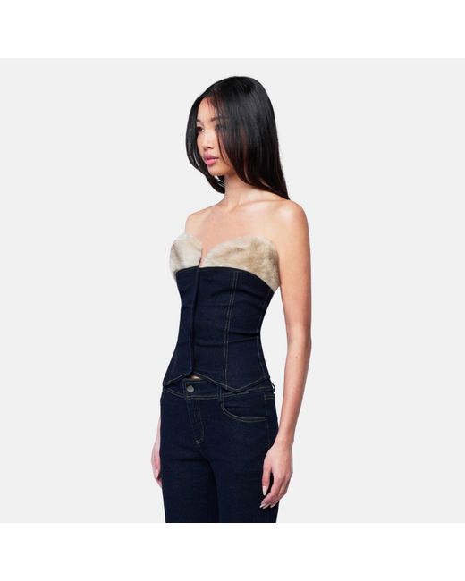 OW Collection Blue Desi Denim Corset Top