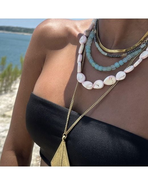 Rachel Nathan Green Aqua Chalcedony Faceted Cube Necklace