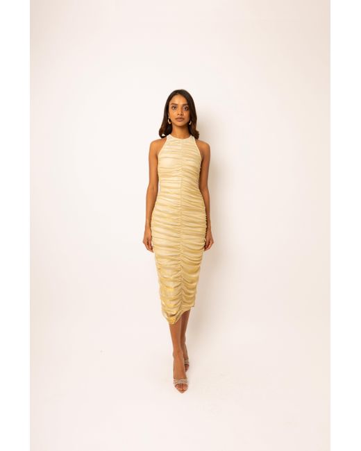 Amy Lynn White Lottie Ruche Midi Dress