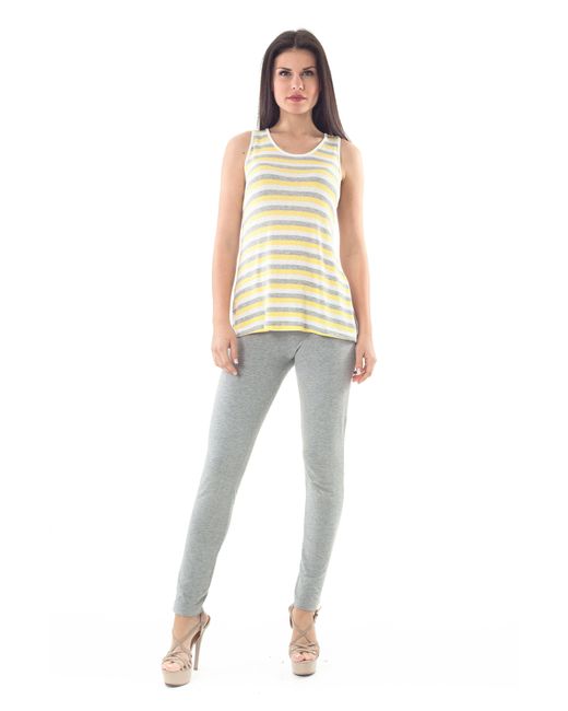 Conquista Yellow Racer Back Striped Top