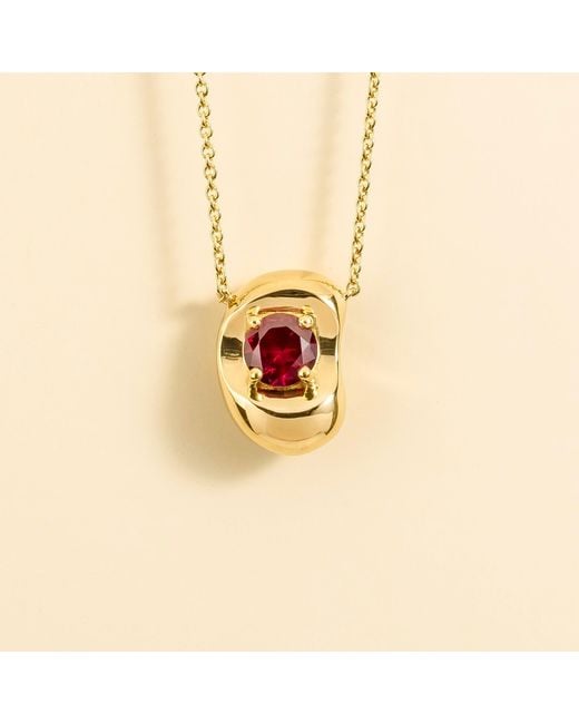 Juvetti White Fava Necklace Set With Ruby