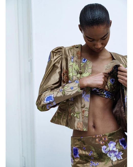 Maison sél Green Embroidered Mini Skirt