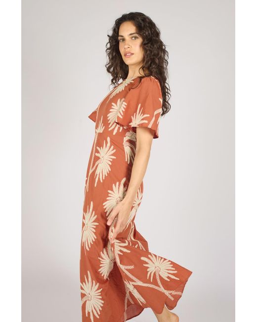 Traffic People Orange Palms Of Promise Rene Dress