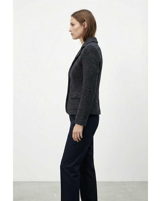 Conquista Black Charcoal Textured Tailored Blazer With Classic Lapel