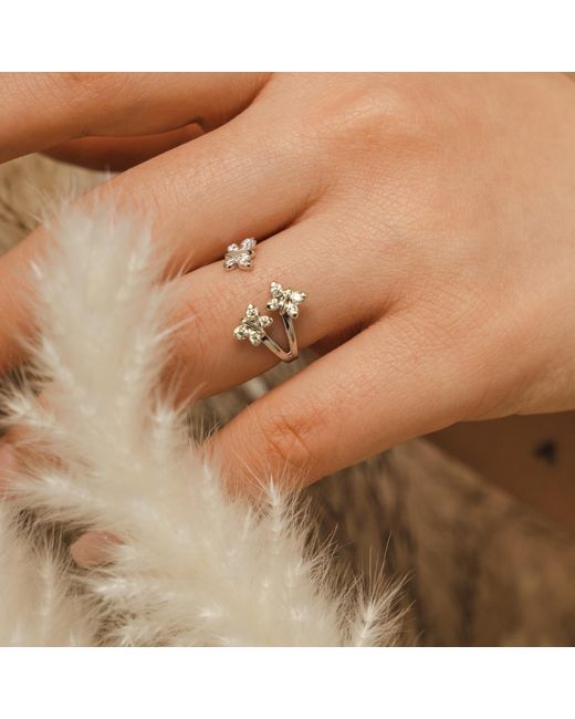 BLOOMTINE | Earth Angel HQ White Enchanting Flutterfly Premium Sterling Butterfly Ring