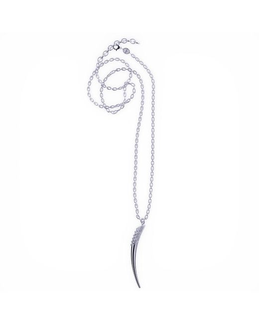 Linda Fiore White Long Necklace With Horn Pendant, Sterling
