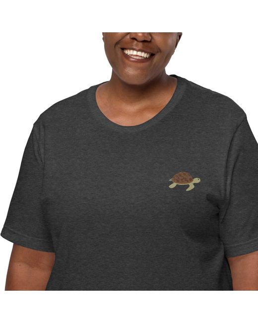 Anchor and Crew Black Heather Think Ocean Turtle Aspirations Cotton Embroidered T-Shirt