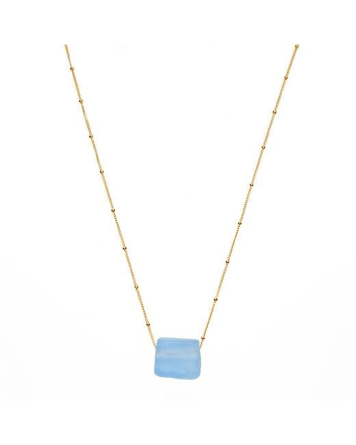 Smart Glass Jewelry Metallic Recycled Sake Bottle Cube Necklace Fill Periwinkle