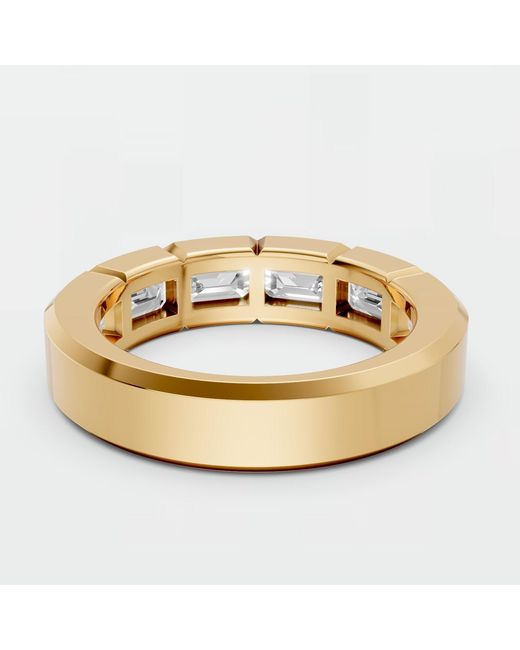 Aya Fine Jewelry Metallic Emerald Cut Lab Diamond Eternity Geometric Wedding Band Ring