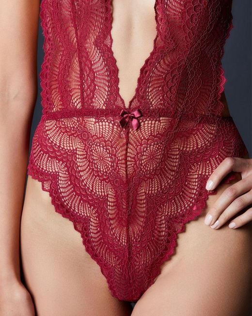 Journelle Red Natalia Bodysuit Bordeaux