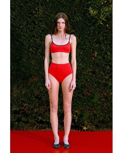Pcfg Red The Solar Reflections Scoope Bikini Top