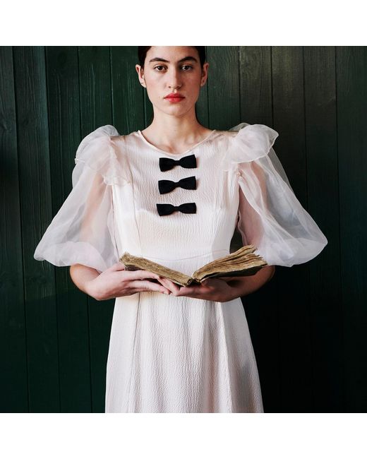 Lisa The Label Pink Bow Belle Silk Cloud Puff Dress