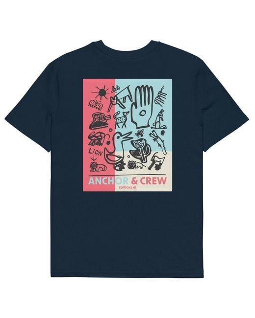 Anchor and Crew Blue One Moon Safari Editions Organic Cotton T-Shirt
