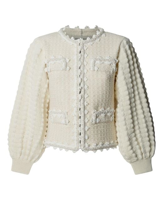 The Extreme Collection Natural Neutrals Ecru Tweed-Style Structured Cardigan Kingston
