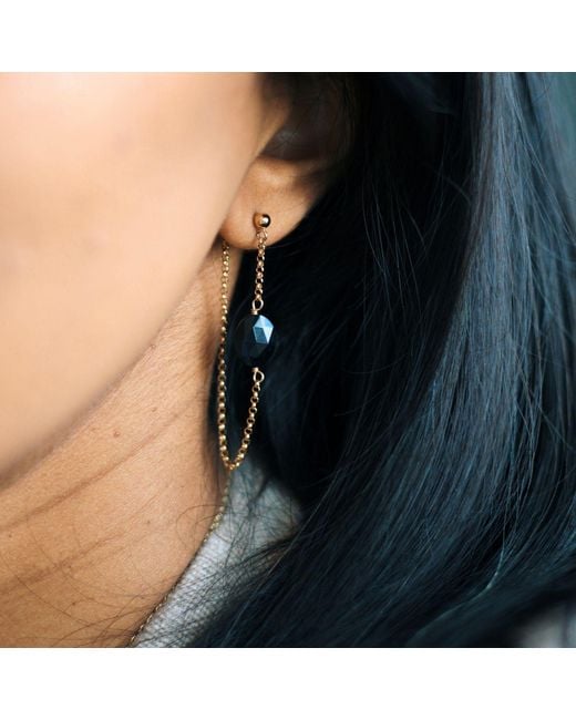 Herself Collections Metallic Onyx Gemstone Earring