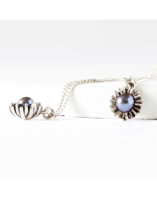 Lee Renee Metallic Dahlia Bud Peacock Pearl Necklace –
