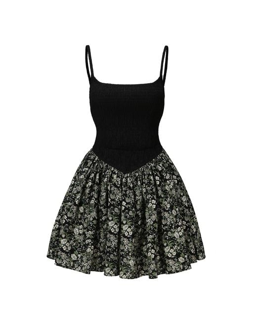 NUAJE NUAJE Black Bianca Smocked Ballerina Mini Dress