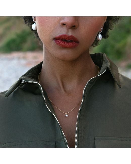 Lily & Roo Metallic Single Pearl Pendant Necklace