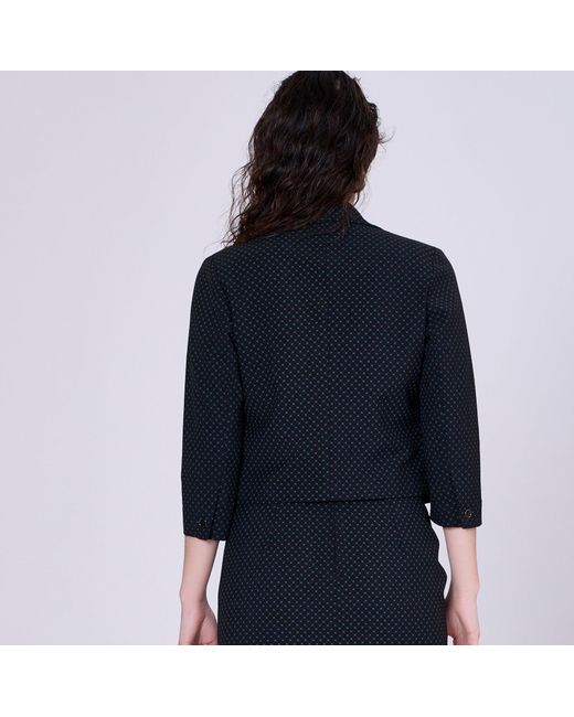 Smart and Joy Black Safari Pockets Crop Jacket With Dots Print