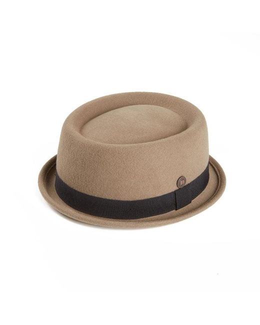 Dasmarca Hats Brown Neutrals Jack Khaki Felt Skimpy Brim Short Brim Rude Boy Mod Style Porkpie Hat for men