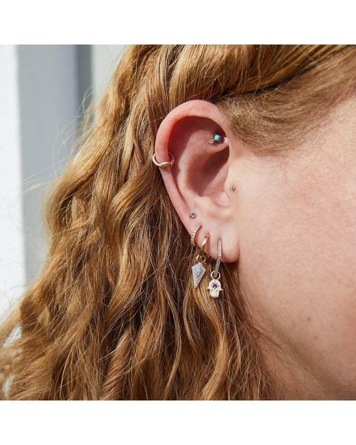 Zohreh Metallic Diamond Rhombus Hoop Earrings 9K