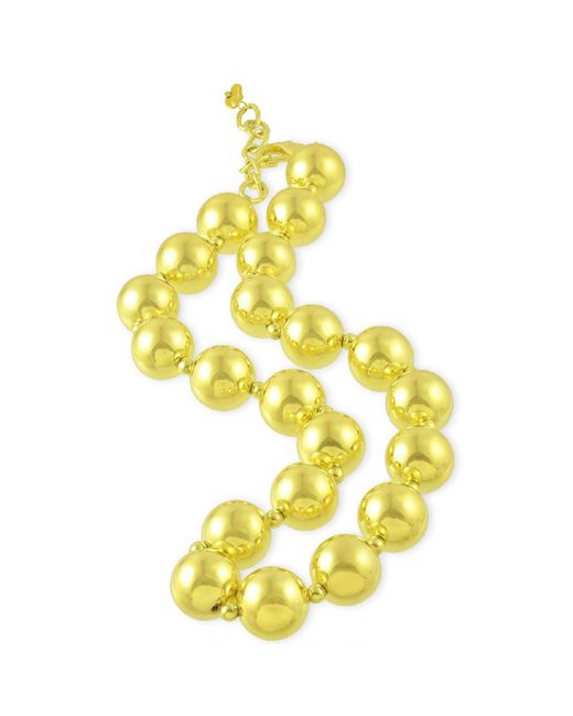 Arvino Yellow Textured Metal Ball Beaded Necklace