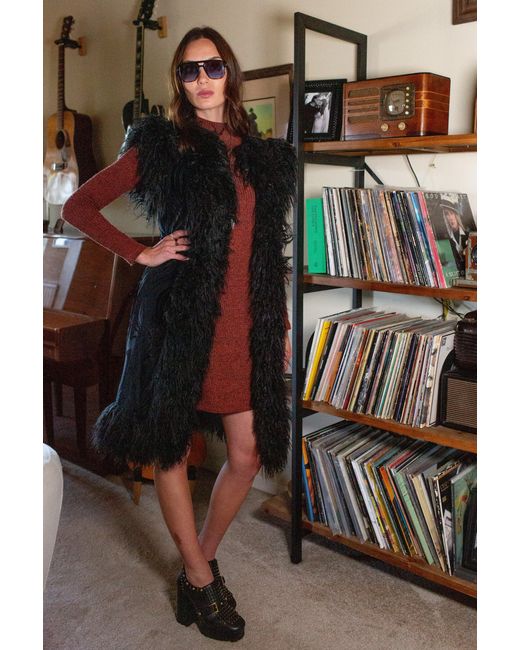 Jennafer Grace Black Zenobia Psyche Faux Fur Trim Vest