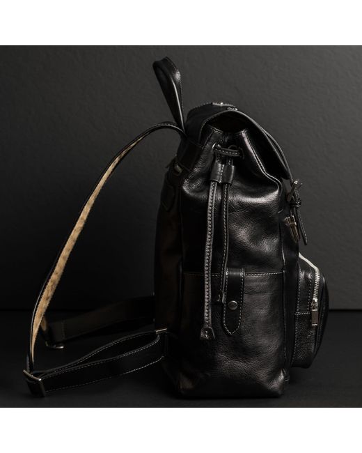 Time Resistance Black Leather Backpack for men