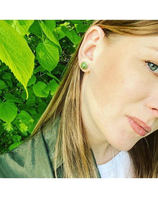 My Little Nature Green Stud Earrings With Natural Moss