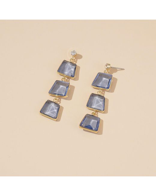 Rare Matters Jewelry Blue Glass Triple Drop Earrings