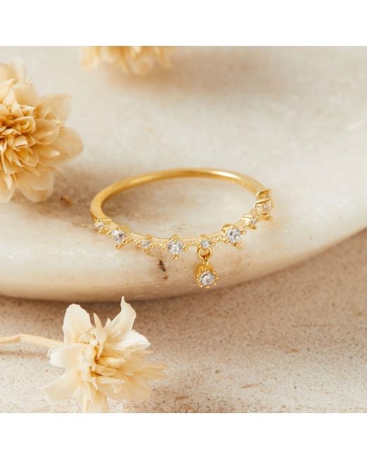Esterah Metallic Cz Ring With Charm