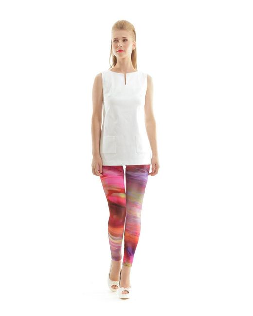 Conquista Pink Silky Stretch Print Pants