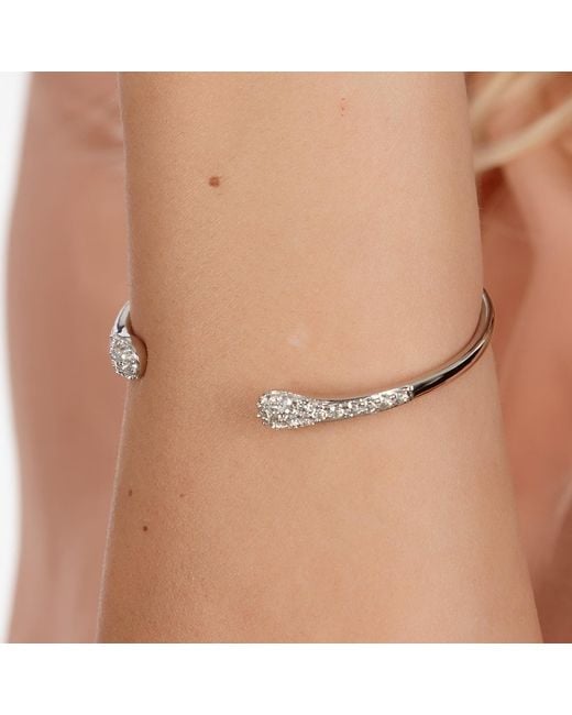 Lucy Quartermaine Metallic Solid Sterling Skinny Drip Twist Bangle With Topaz