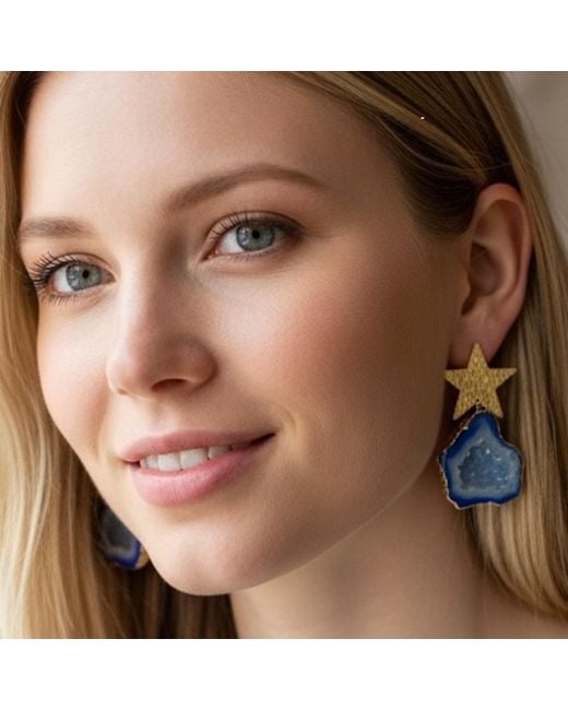 Magpie Rose Blue North Star Earrings