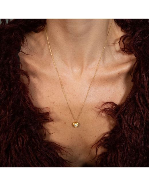 LINYA JEWELLERY Metallic Aura Minimal Stone Heart Necklace