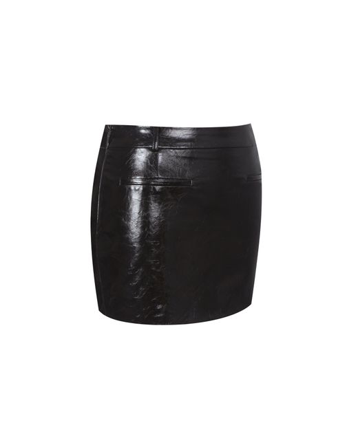 Miss Circle New York Black Vivian Mocha Faux Leather Low-Rise Mini Skirt