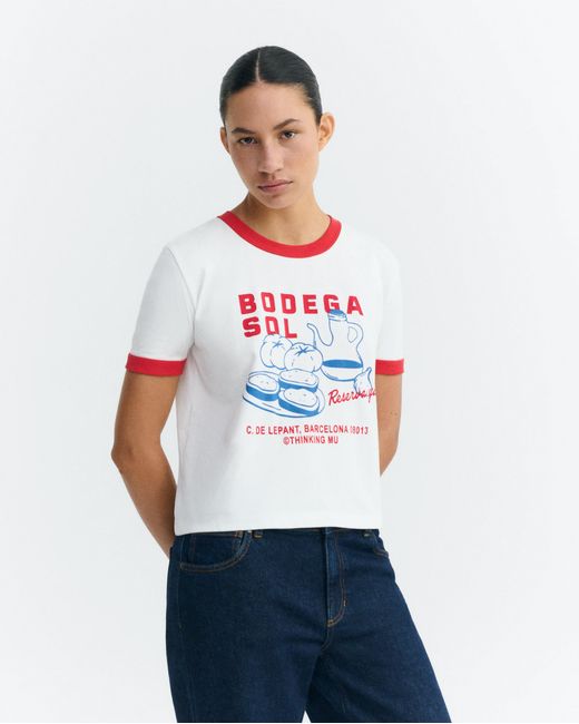 Thinking Mu White T-Shirt Contrast Cellar Sun Zowie R