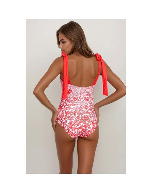 Jessie Zhao New York Red Blossom Reversible One-Piece Swimsuit