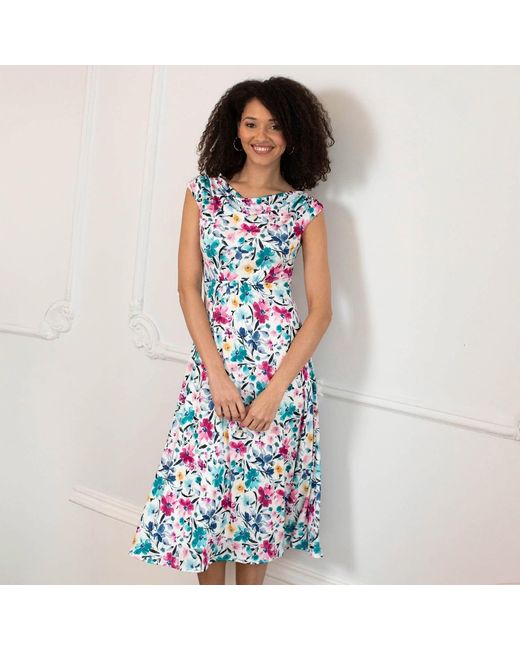 Alie Street London Blue Darcie Cowl Neck Dress