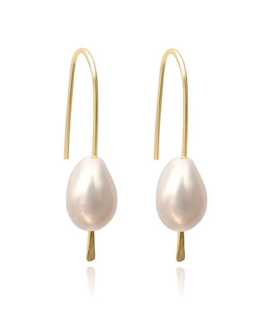Kiri & Belle Metallic Mimi Pearl Drop Wire Filled Earrings