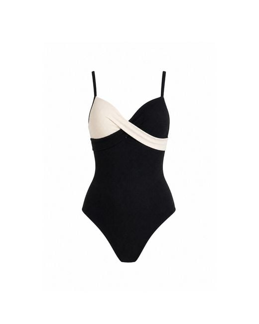 Nuvv Collection Black Monochrome Twist One-Piece Swimsuit