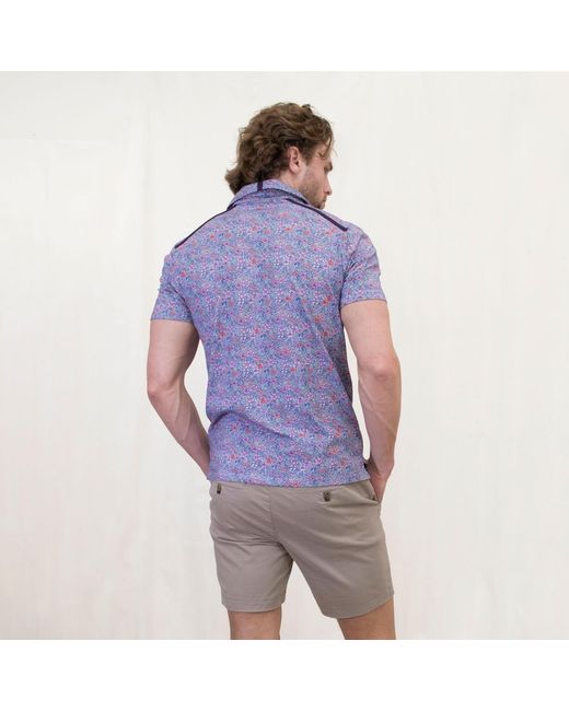 Lords of Harlech Purple Pietro Flower Field Polo Shirt for men