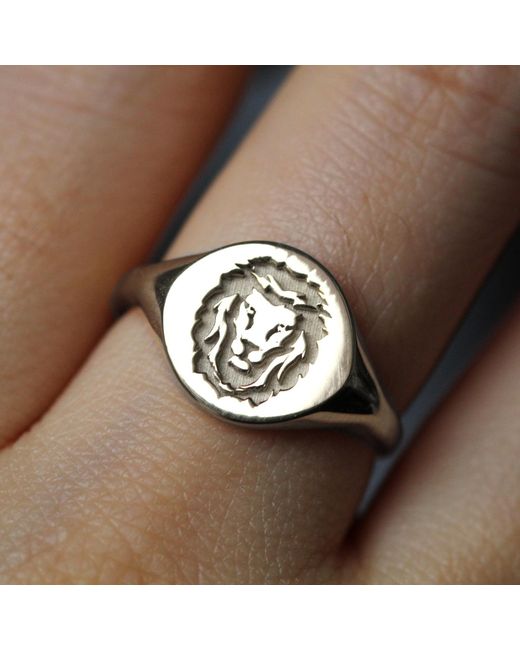 VicStoneNYC Fine Jewelry Metallic Lion Signet Solid Ring for men